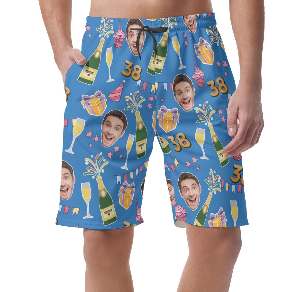 Funny Custom Birthday Hawaiian Shorts With Face And Age