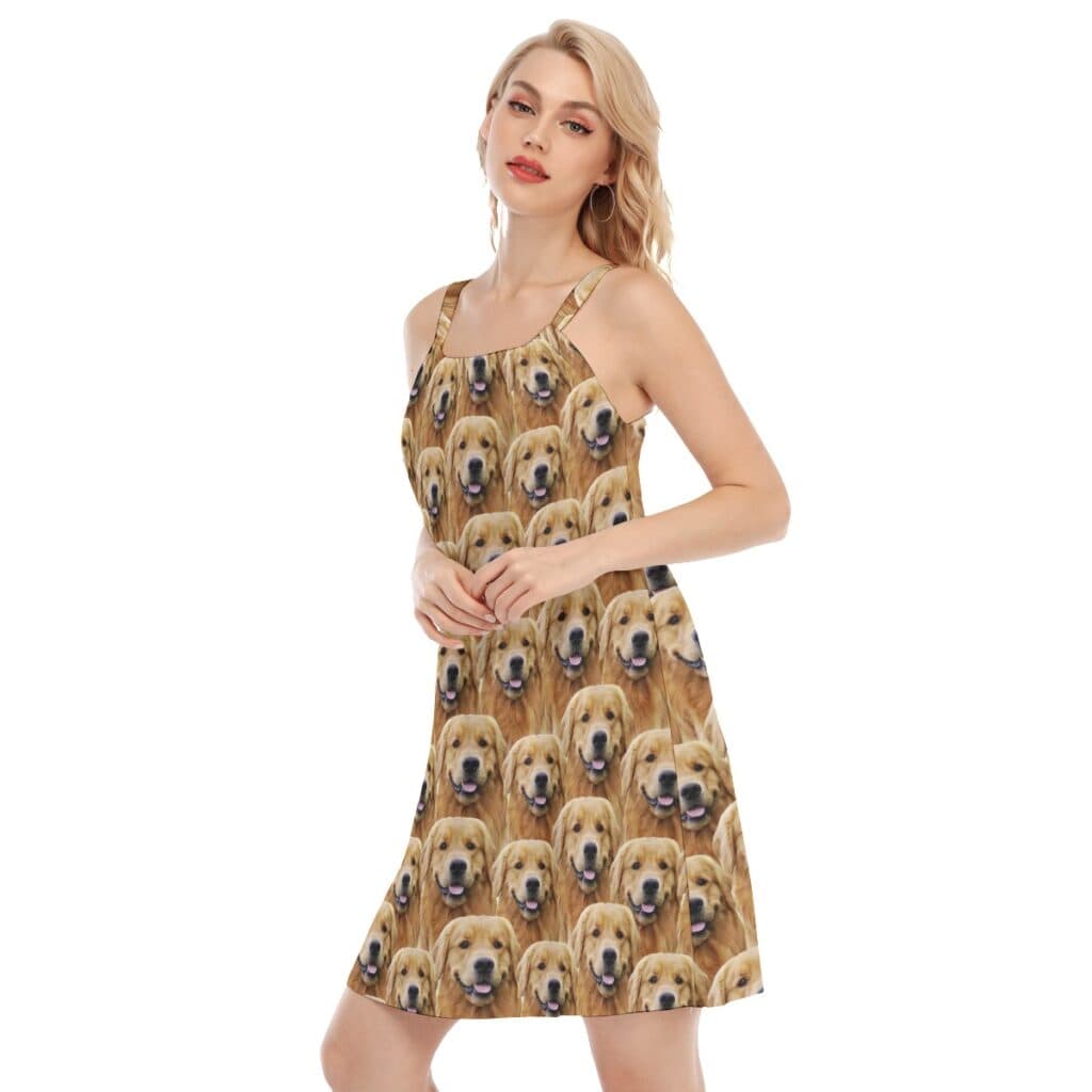 Funny Custom Dog Face Aloha Cami Dress For Women