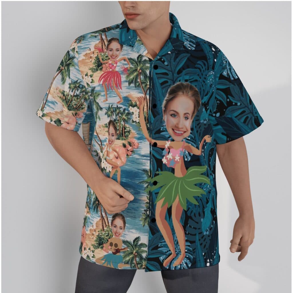 Funny Custom Face Beach Theme Hawaiian Shirt