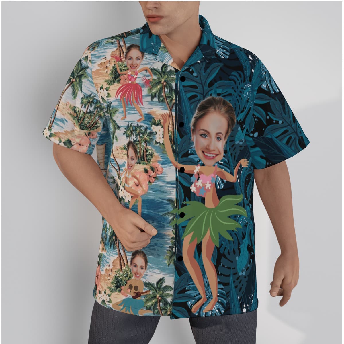 Funny Custom Face Beach Theme Hawaiian Shirt
