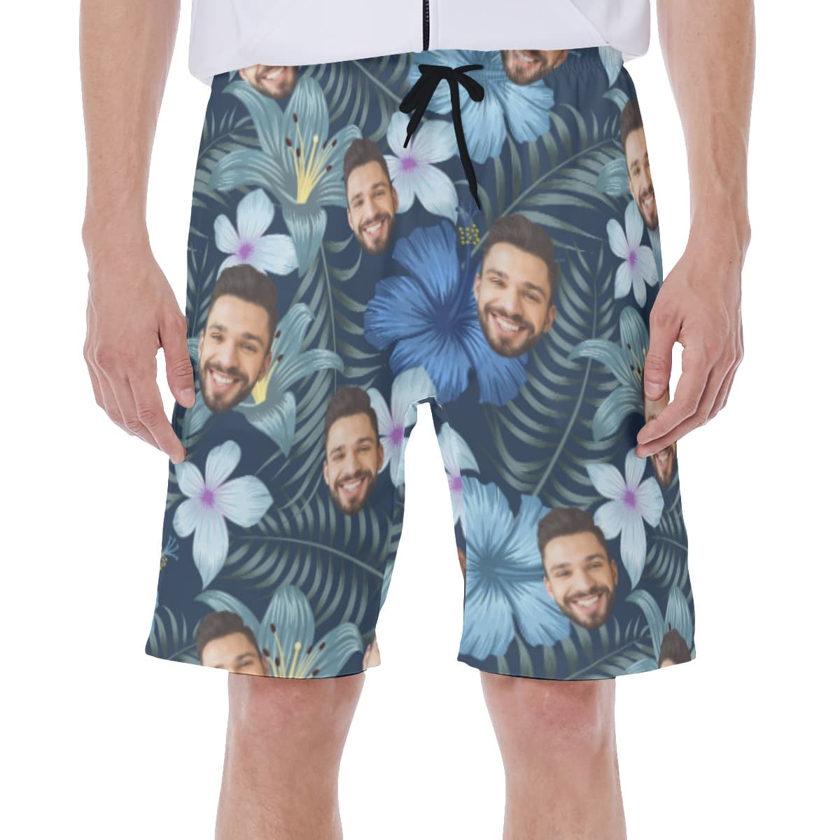 Funny Custom Face Floral Swim Trunks For Men (1)