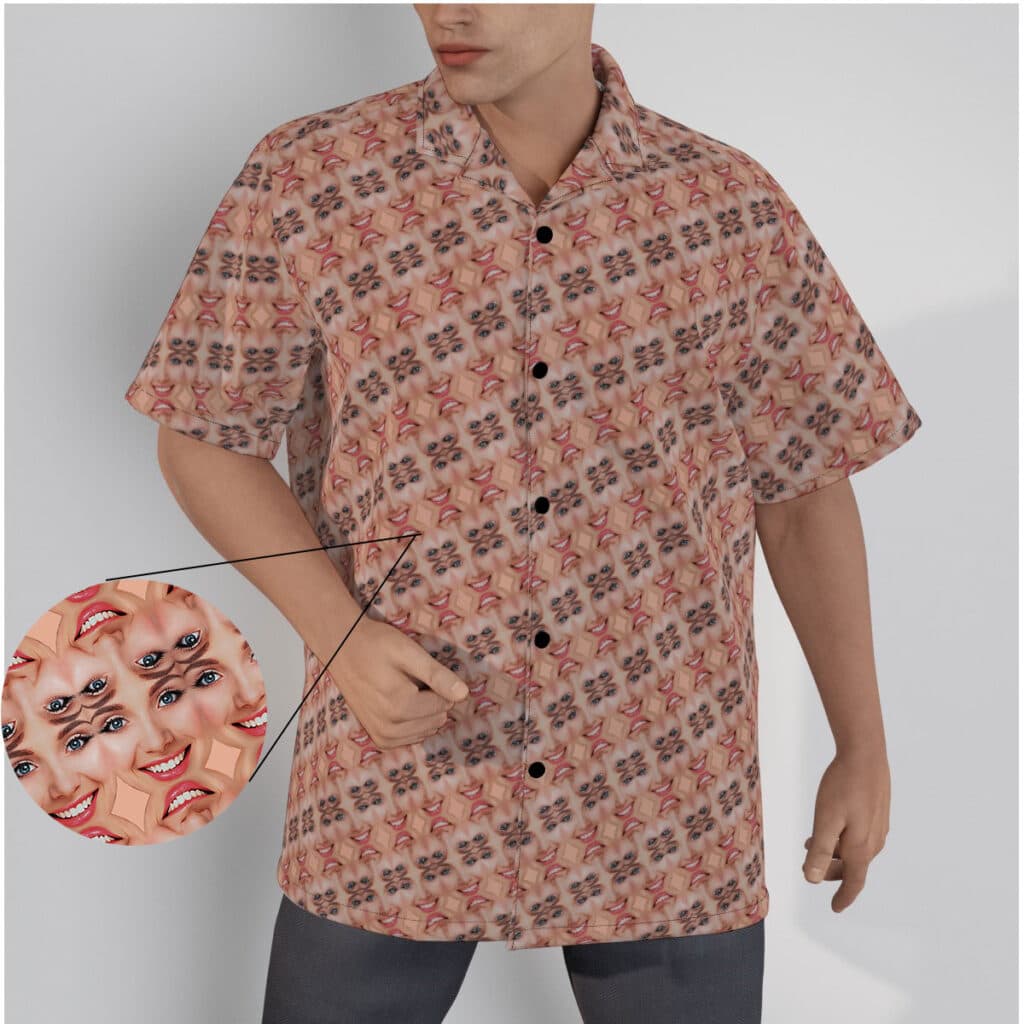 Funny Custom Face Hawaiian Shirt With Optical Illusion Personalised Pattern Design