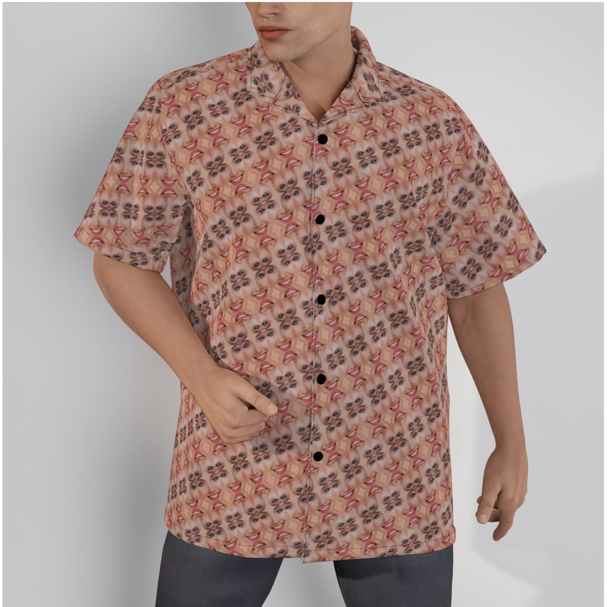 Funny Custom Face Hawaiian Shirt With Optical Illusion Personalised Pattern Design (1)