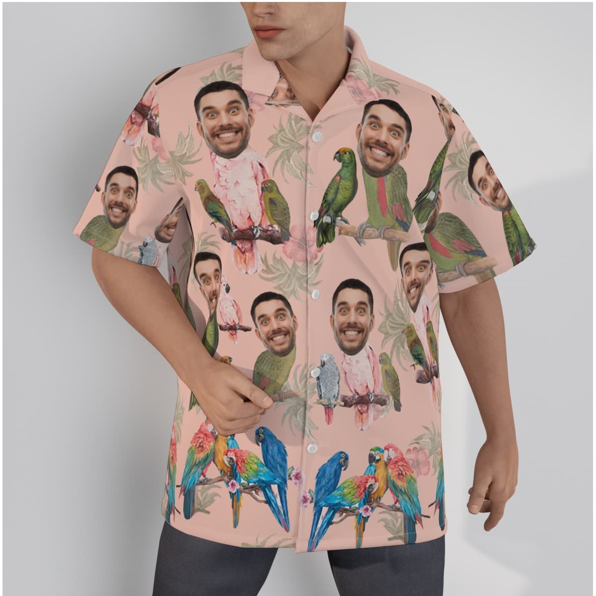 Funny Custom Face Parrots Hawaiian Shirt (1)