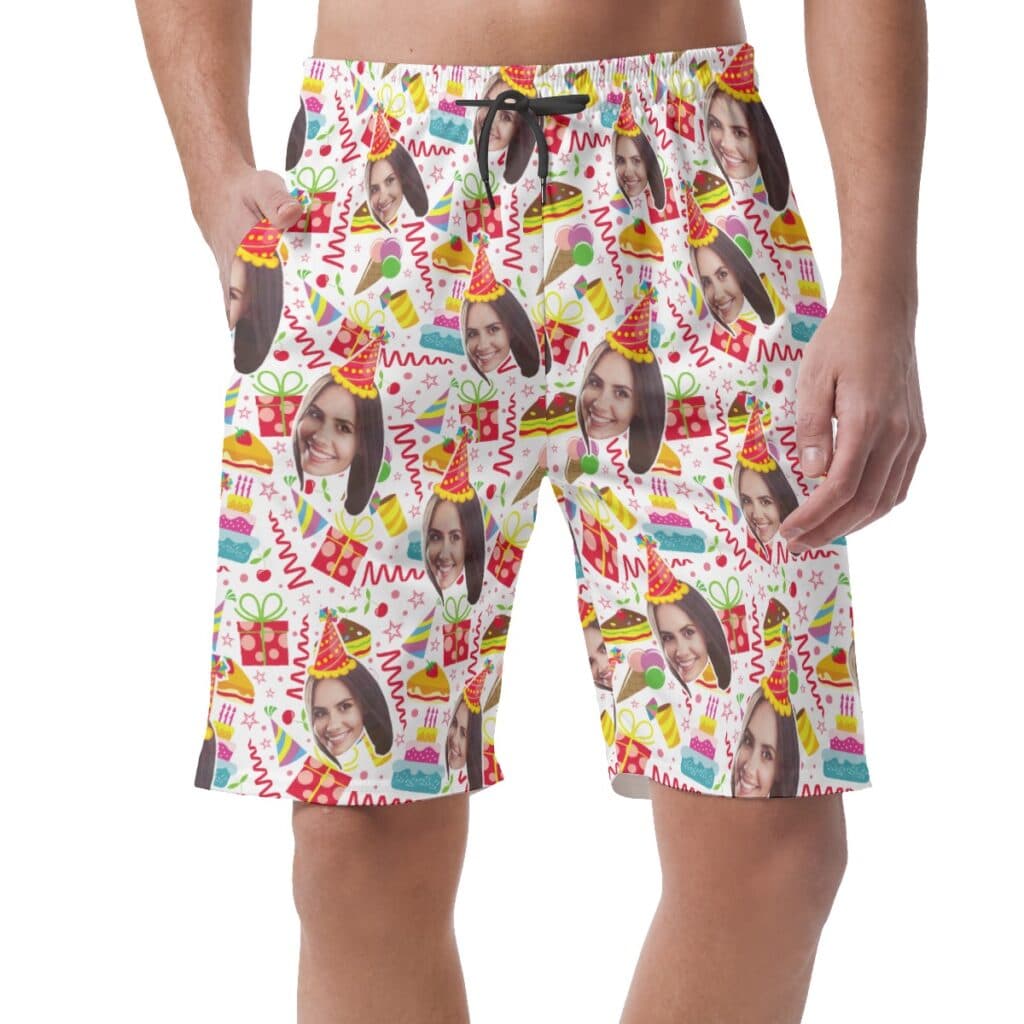 Funny Custom Face Theme Birthday Party Hawaiian Shorts For Men