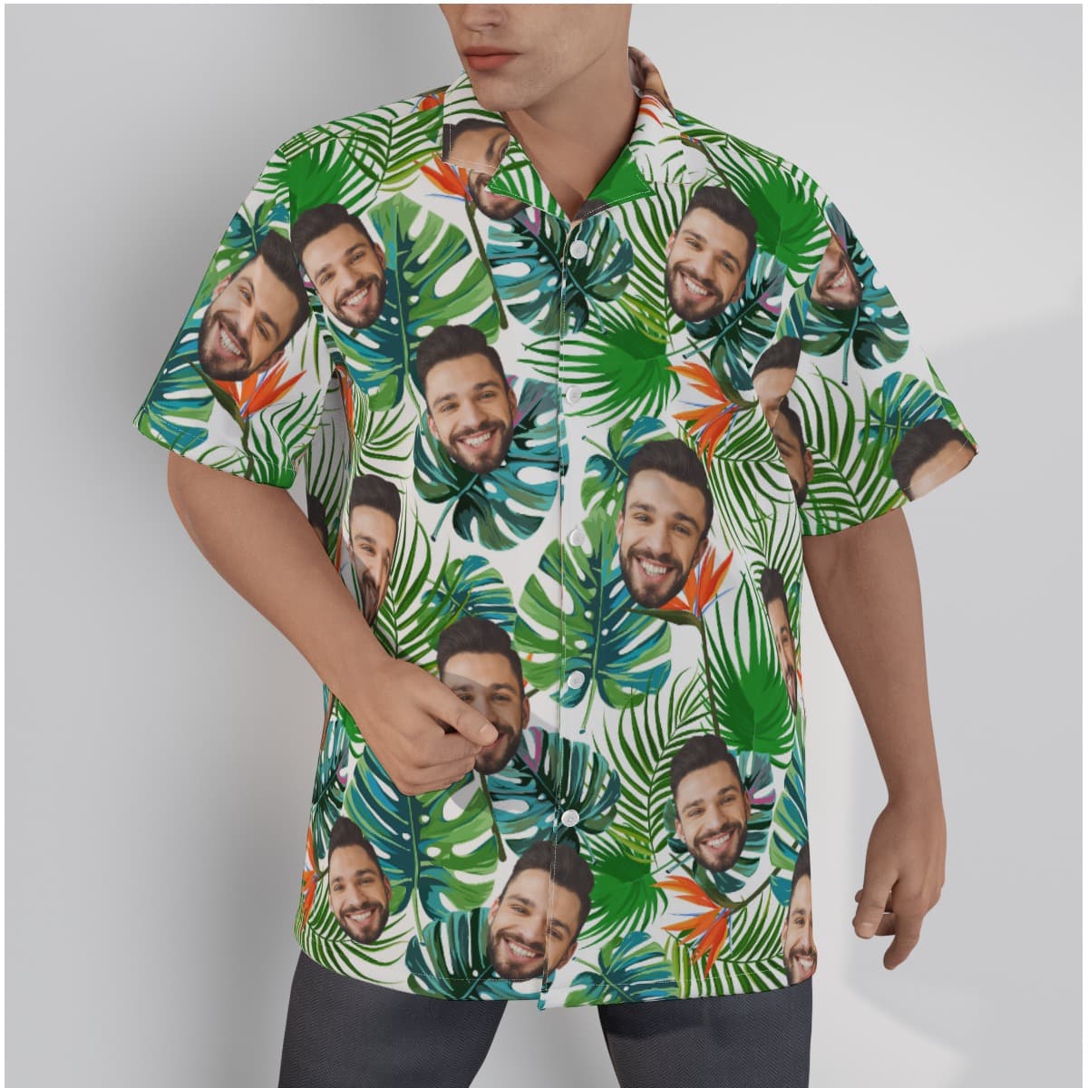 Funny Custom Face Tropical Hawaiian Shirt For Men (1)