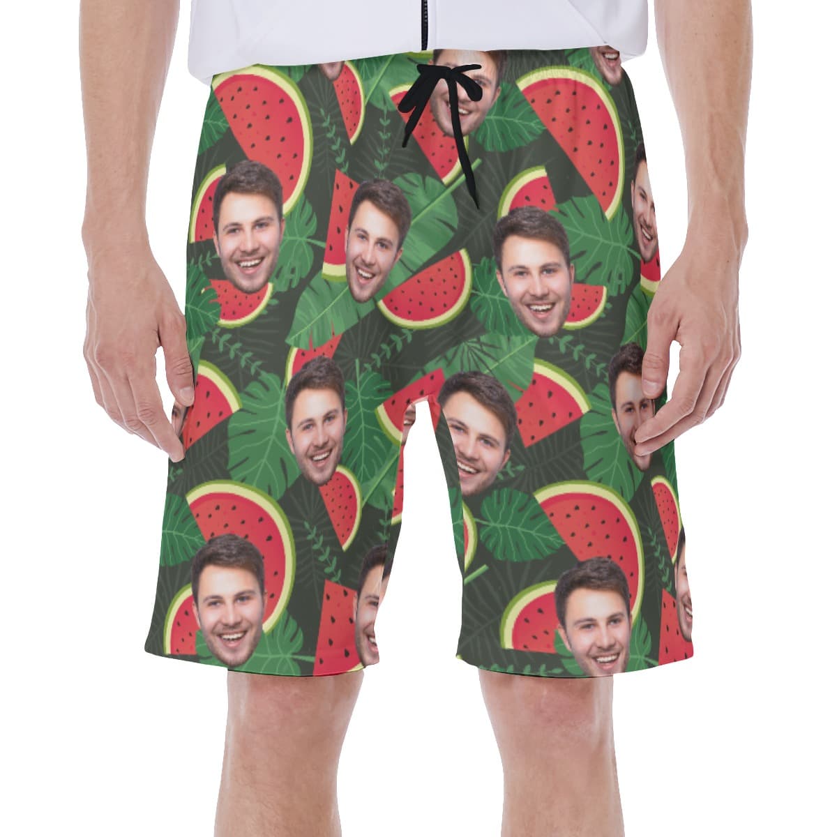 Funny Custom Face Tropical Watermelon Hawaiian Swimwear For Men