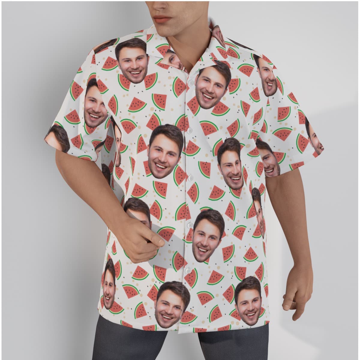 Funny Custom Face Watermelon Hawaiian Shirt (3)