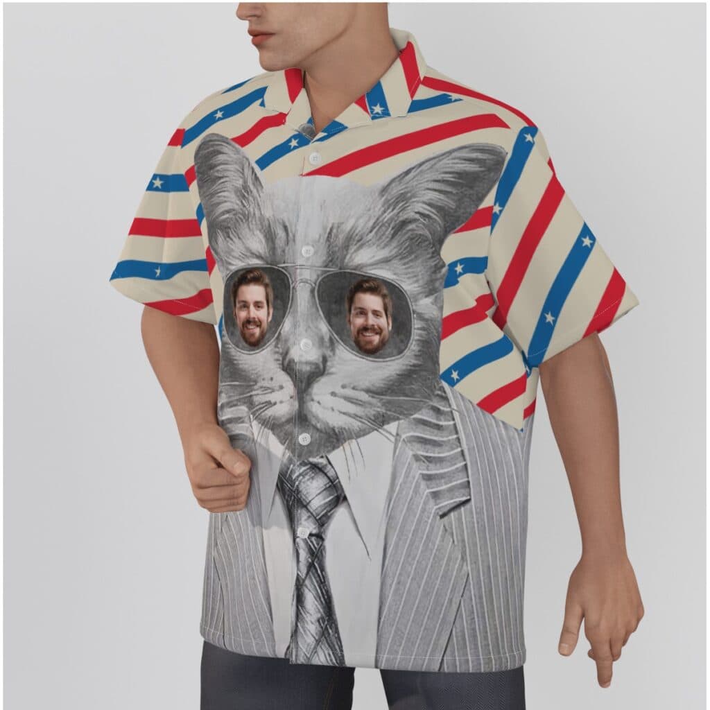 Funny Custom Face With Cat Hawaiian Shirt