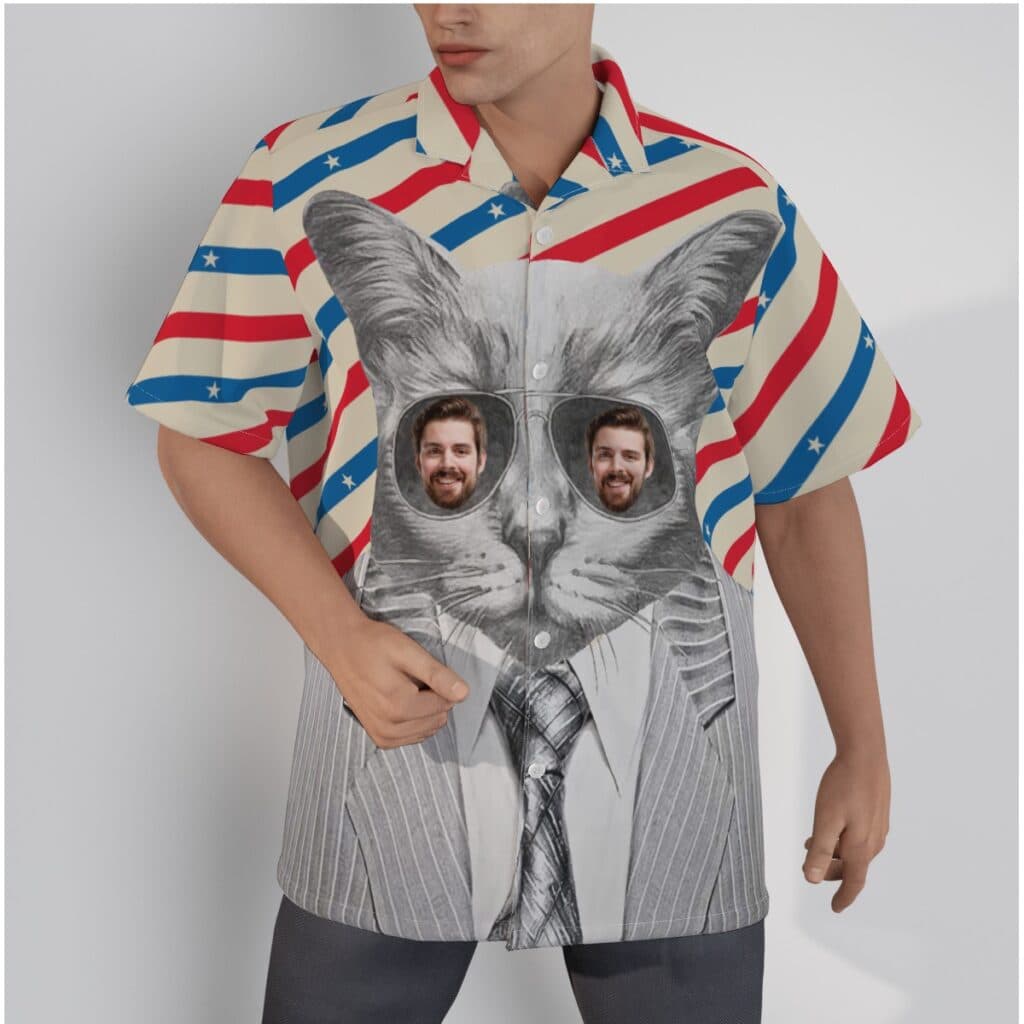 Funny Custom Face With Cat Hawaiian Shirt