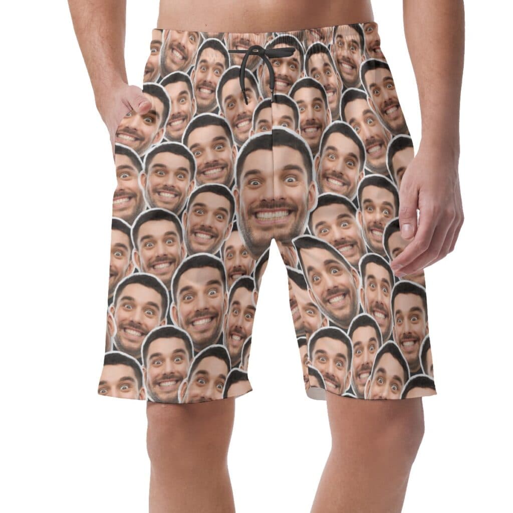 Funny Custom Hawaiian Summer Beach Shorts With Multi Faces