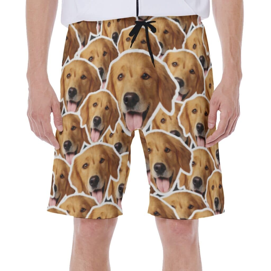 Funny Custom Hawaiian Swim Trunks With Dog Faces