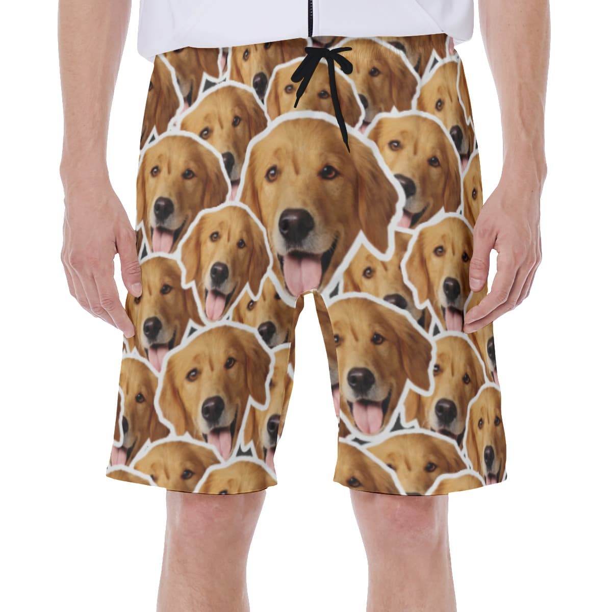Funny Custom Hawaiian Swim Trunks With Dog Faces