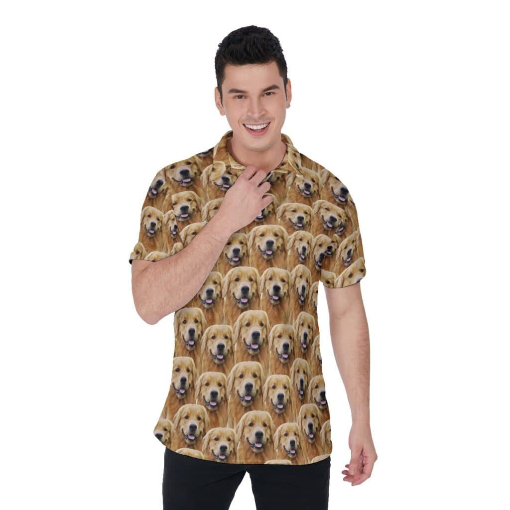 Funny Custom Men's Hawaiian Polo Shirt With Multiple Dog Face