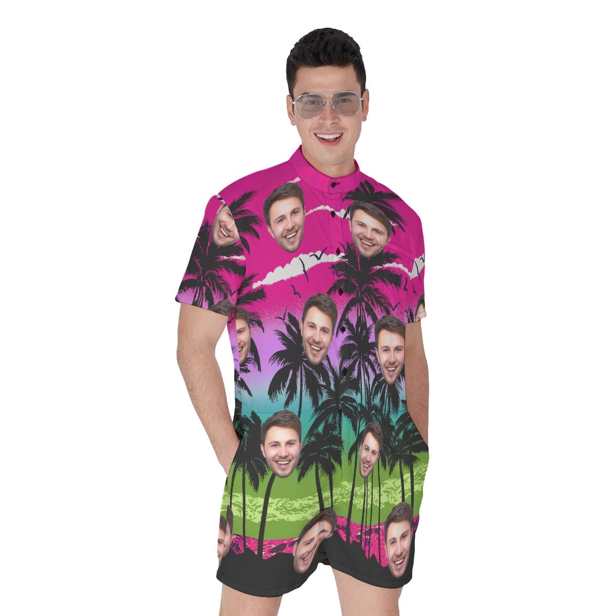 Funny Custom Men's Romper With Face (4)