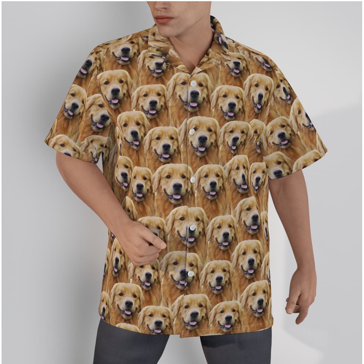 Funny Custom Multiple Dog Face Hawaiian Shirt For Men (3)