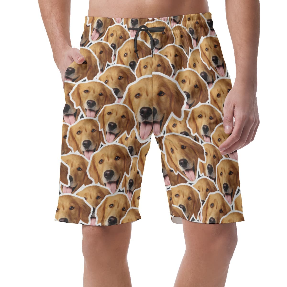 Funny Custom Multiple Dog Faces Hawaiian Beach Shorts For Men