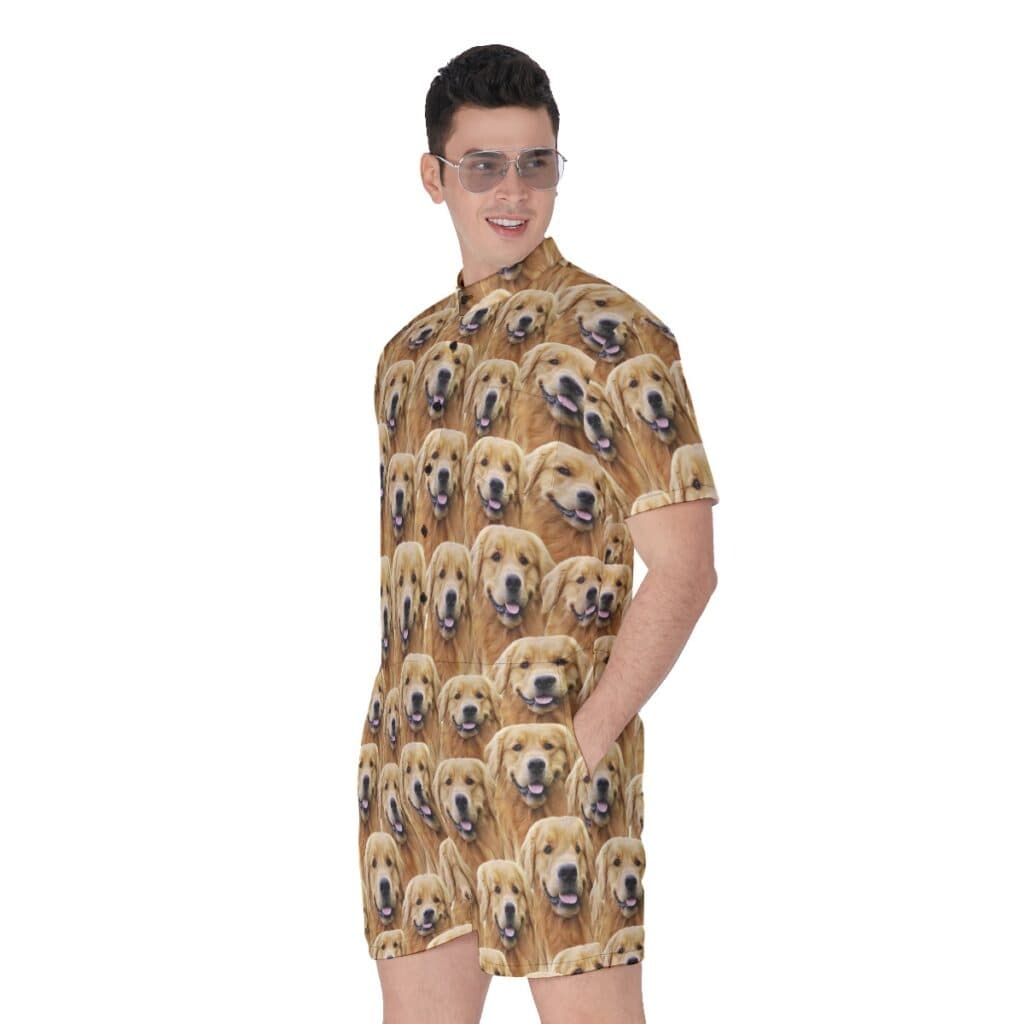 Funny Custom Pet Face Hawaiian Romper For Men
