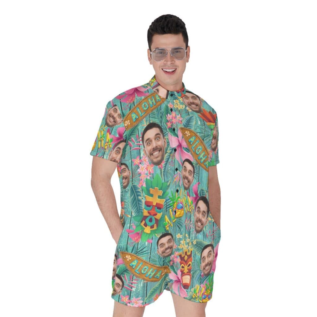 Funny Custom Vintage Aloha Romper With Face