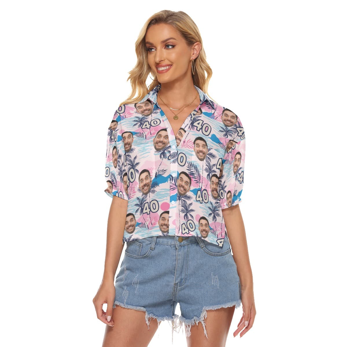 Funny Customized Birthday Tropical Aloha Crop Top Shirt With Face (4)