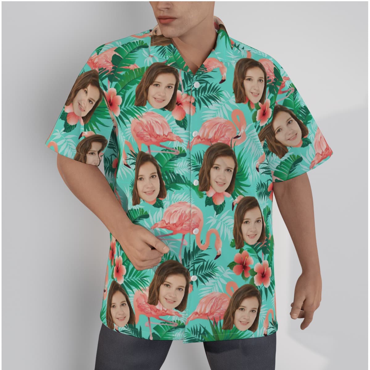 Funny Flamingo Custom Button Up Shirt With Face (1)