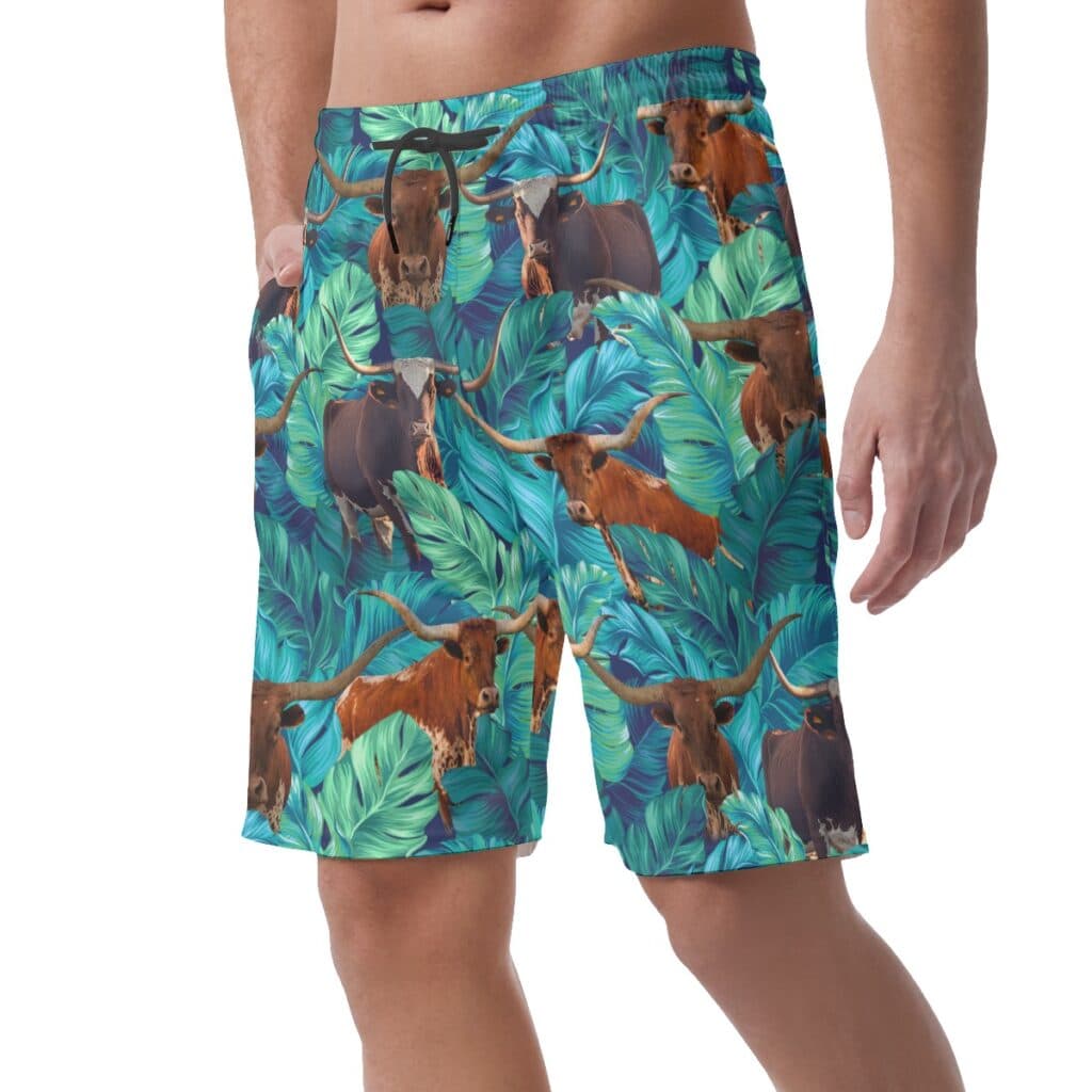 Funny Longhorn Cow Hawaiian Summer Shorts For Men