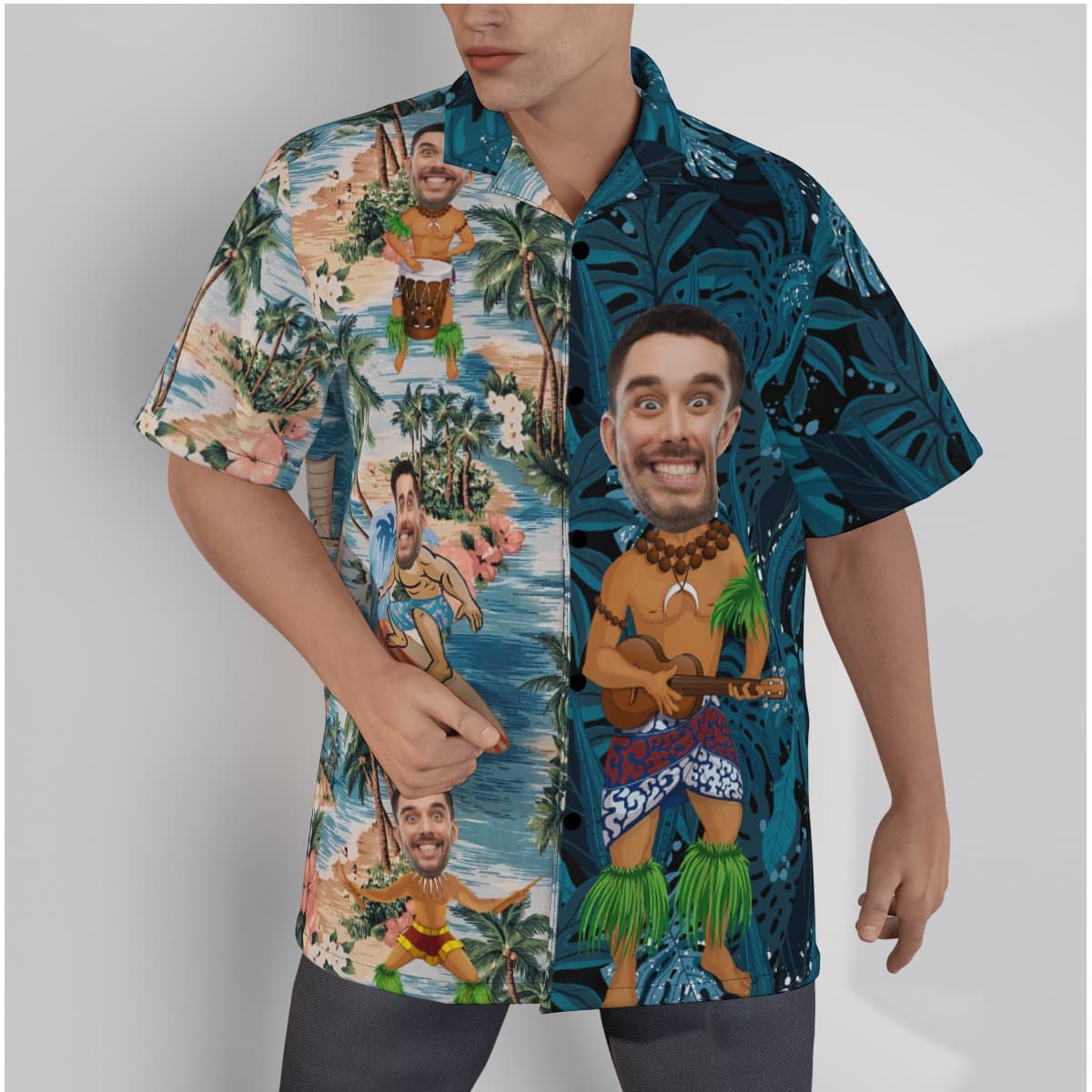 Funny Men’s Custom Face Hawaiian Shirt (1)