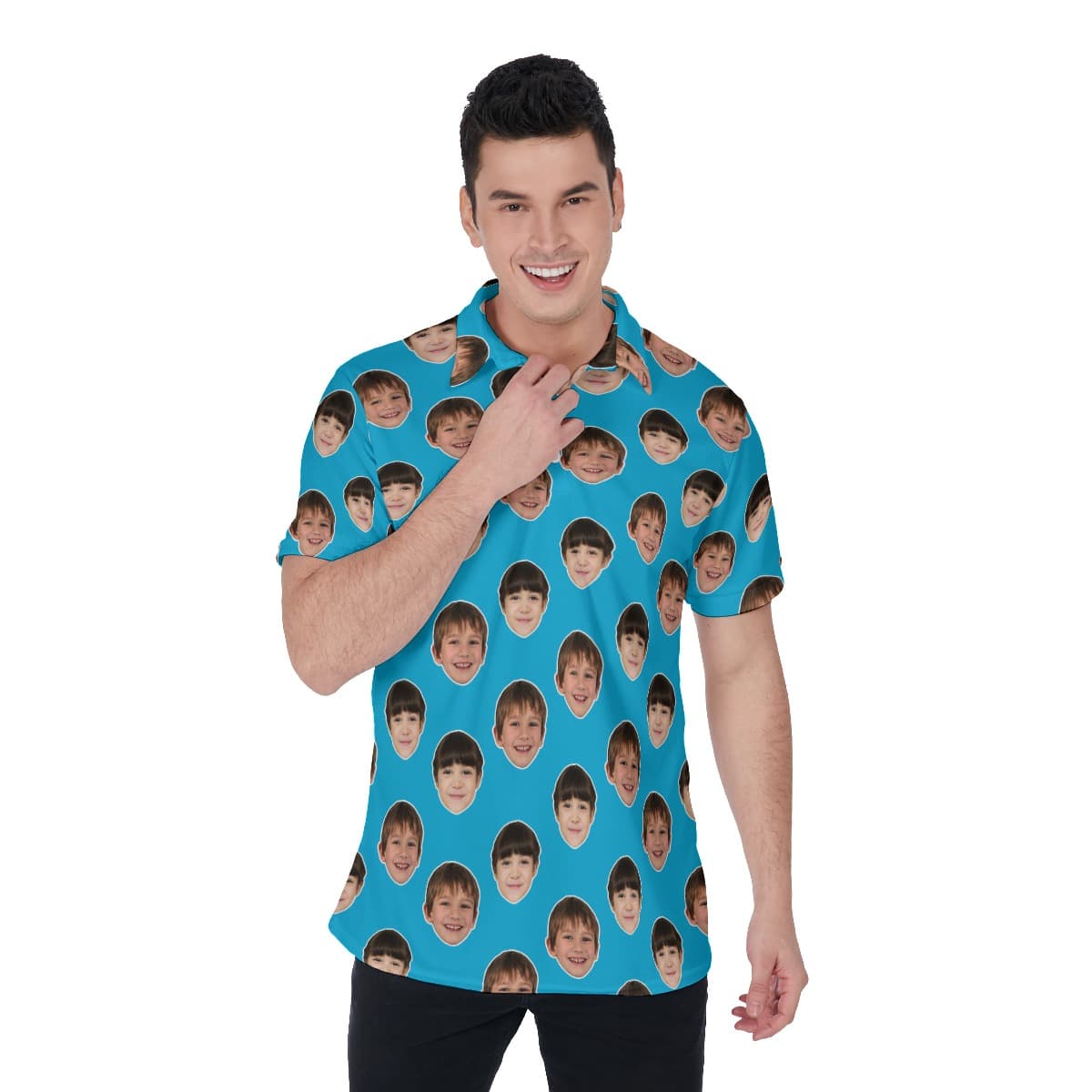 Funny Men's Golf Shirt With Multi Faces (1)