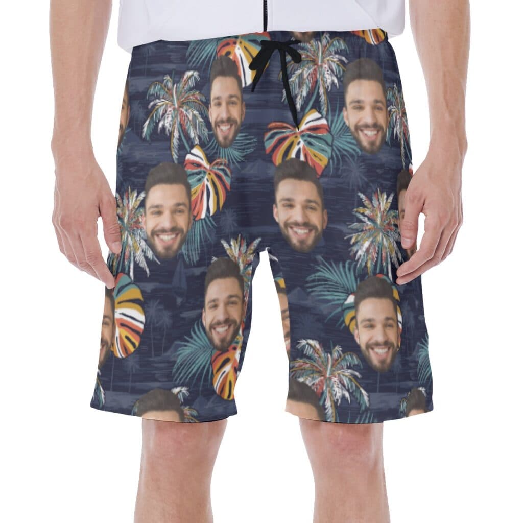 Funny Palm Treen Hawaiian Men's Swim Trunks (1)