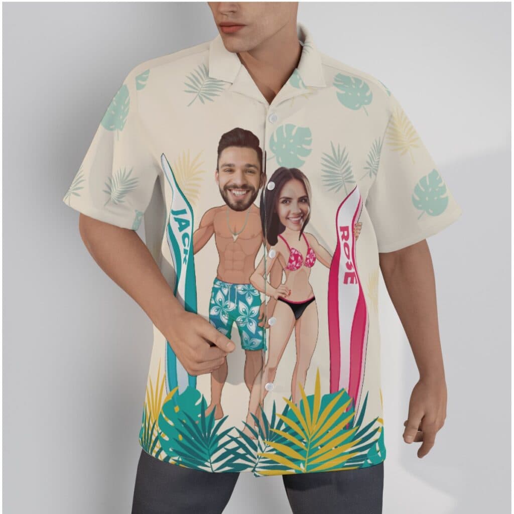 Funny Personalized Face And Name Hawaiian Shirt For Couples (1)