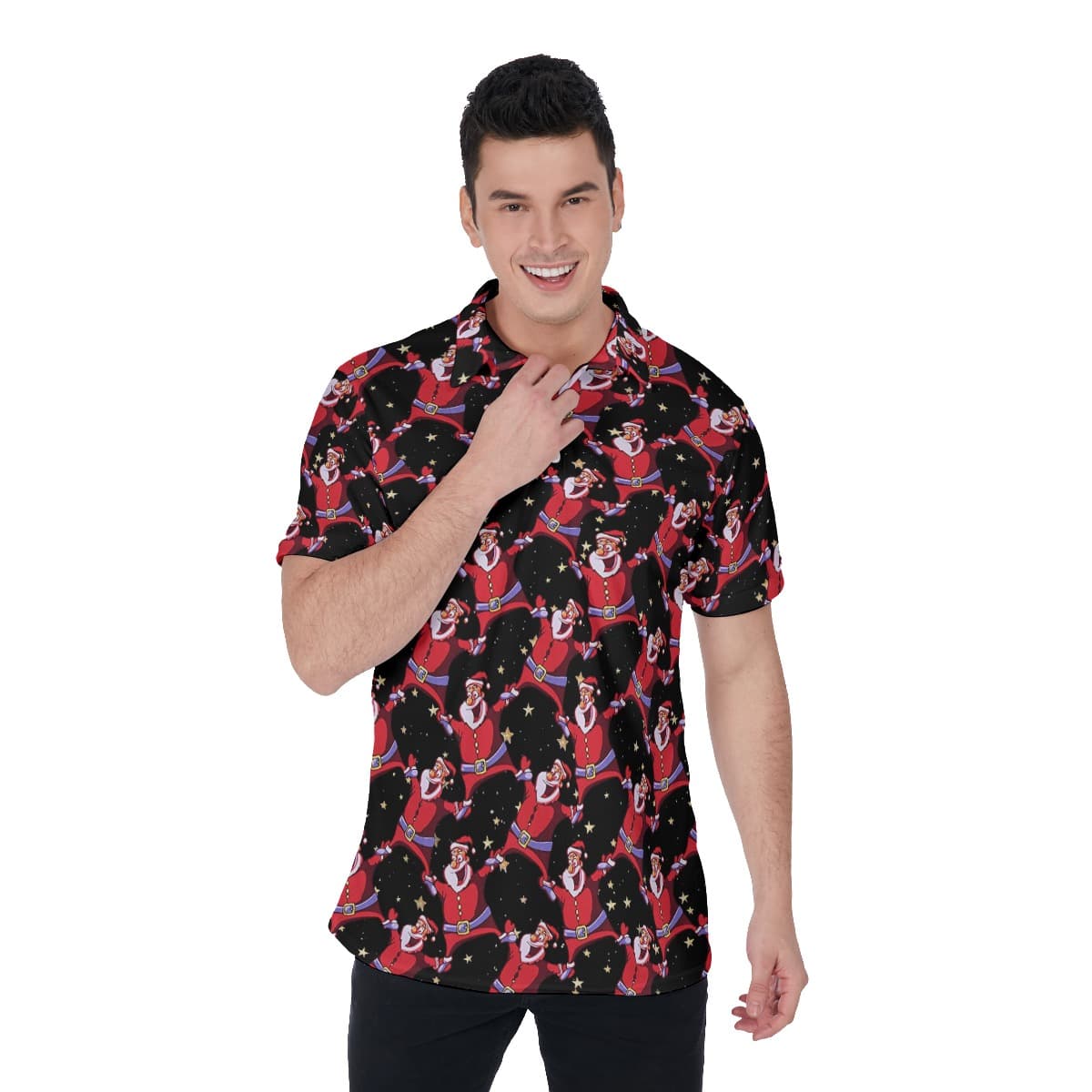 Funny Santa Christmas Polo Hawaiian Shirt For Men (1)