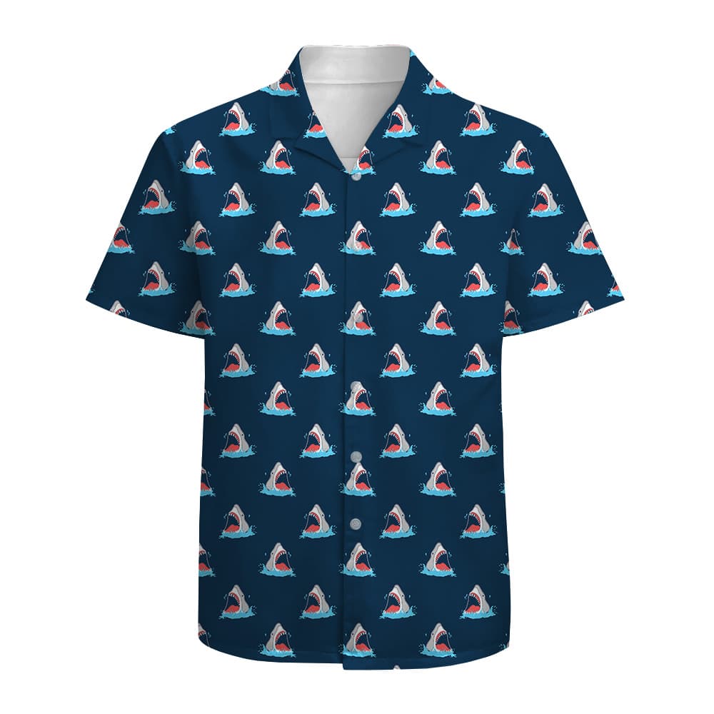 Funny Shark Men’s Cotton Hawaiian Shirts (1)