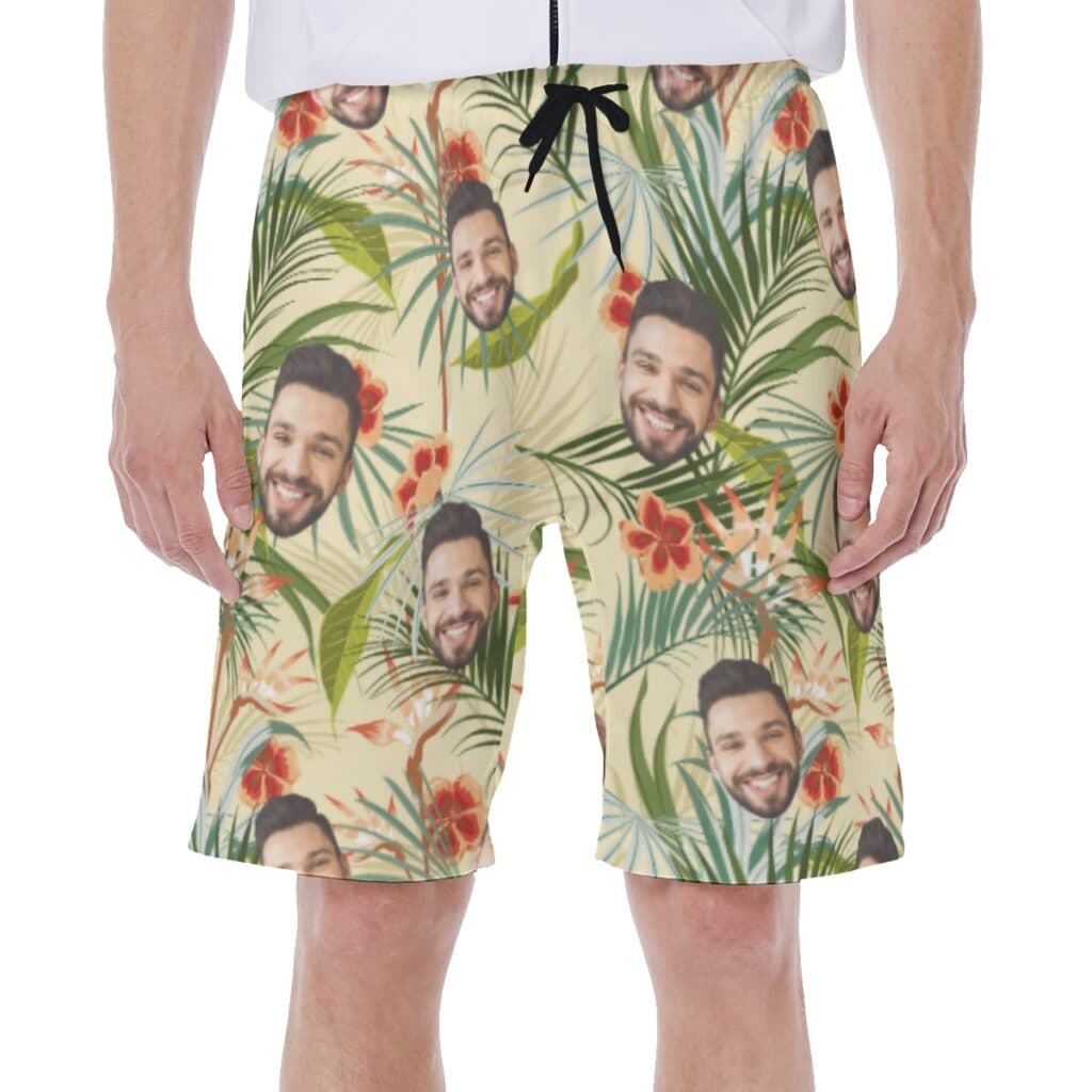 Funny Vintage Floral Custom Face Men's Swim Trunks (5)