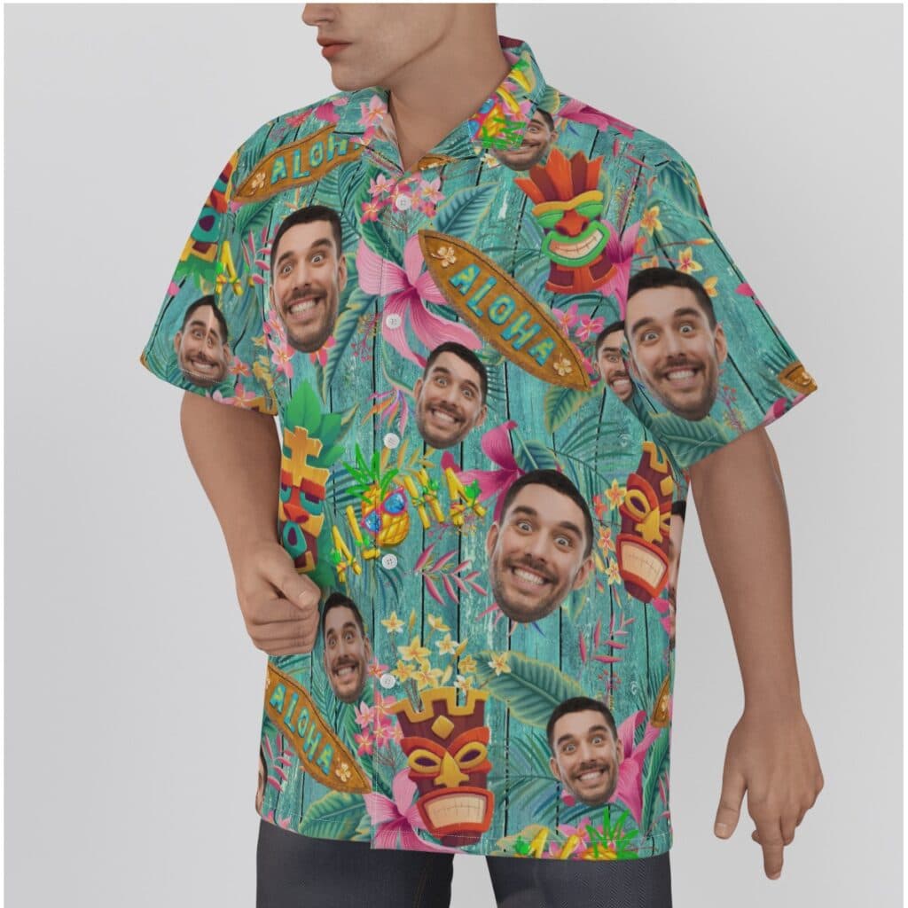 Funny Vintage Tiki Custom Face Hawaiian Shirt