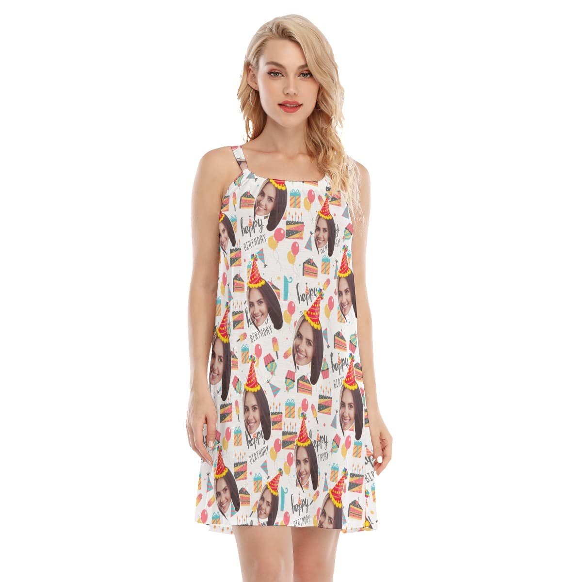 Happy Birthday Custom Face Aloha Summer Dress For Women (4)