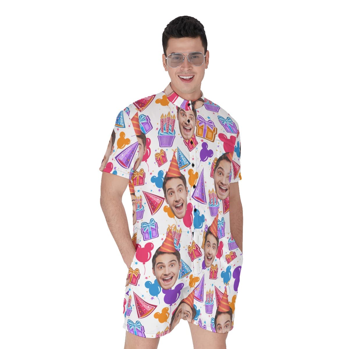 Happy Birthday Custom Face Hawaiian Romper For Men (1)