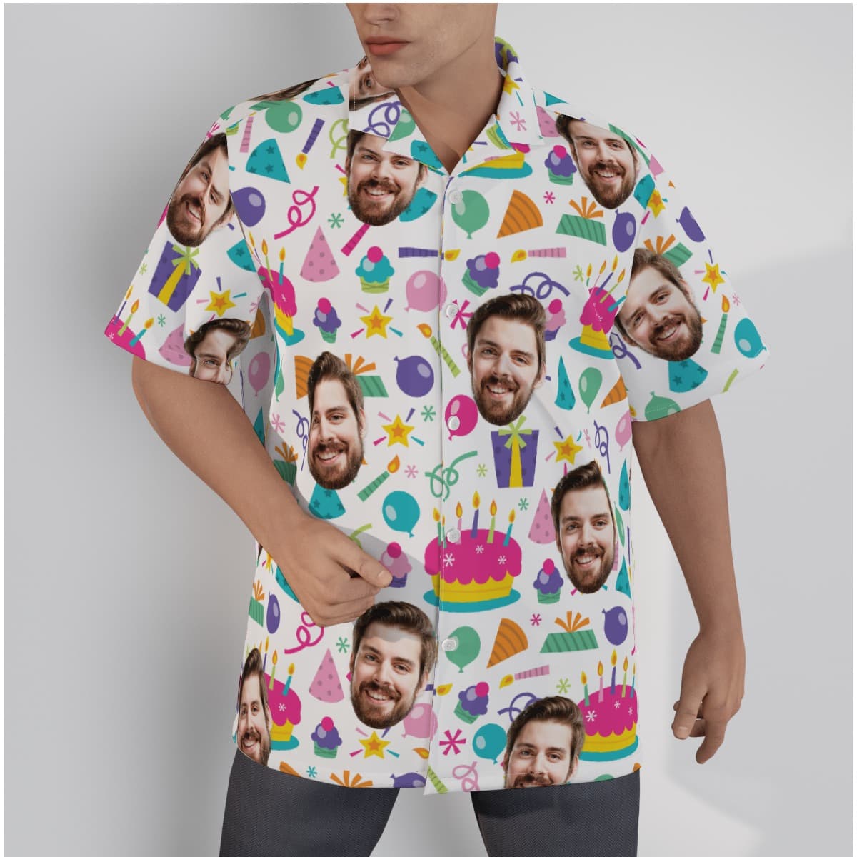 Happy Birthday Custom Face Hawaiian Shirt (1)