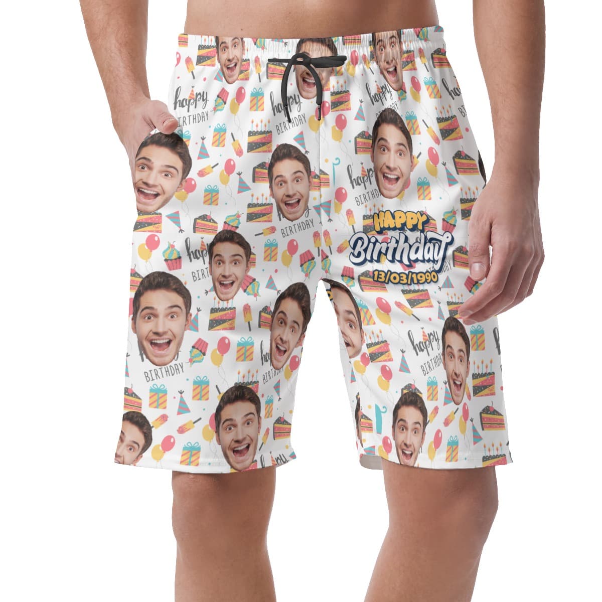 Happy Birthday Custom Face Hawaiian Summer Shorts For Men