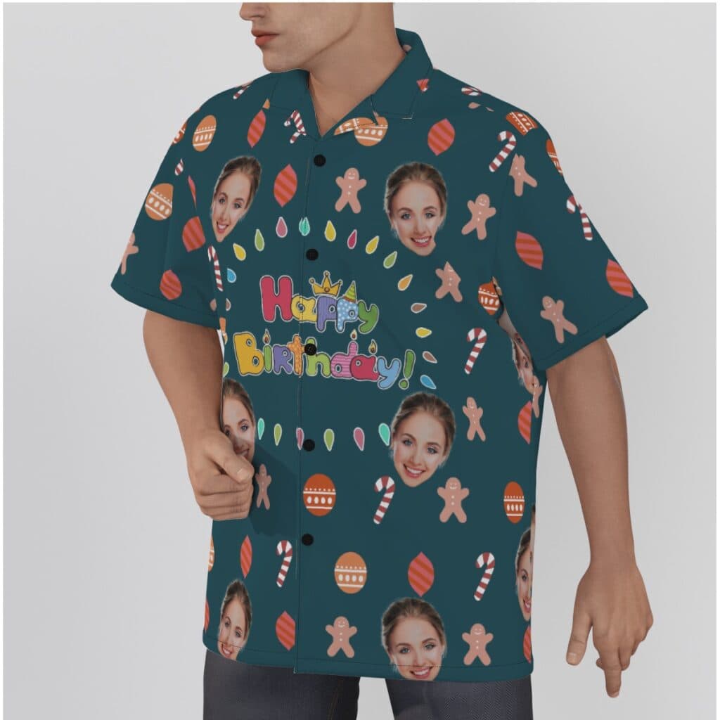 Happy Birthday Custom Face Men's Hawaiian Shirt