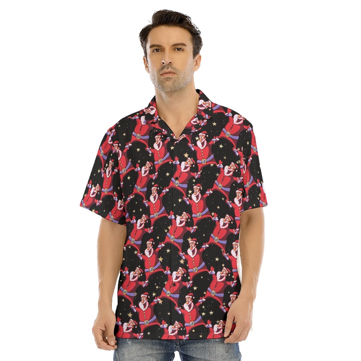Happy Santa Claus Black Hawaiian Shirt For Men (1)