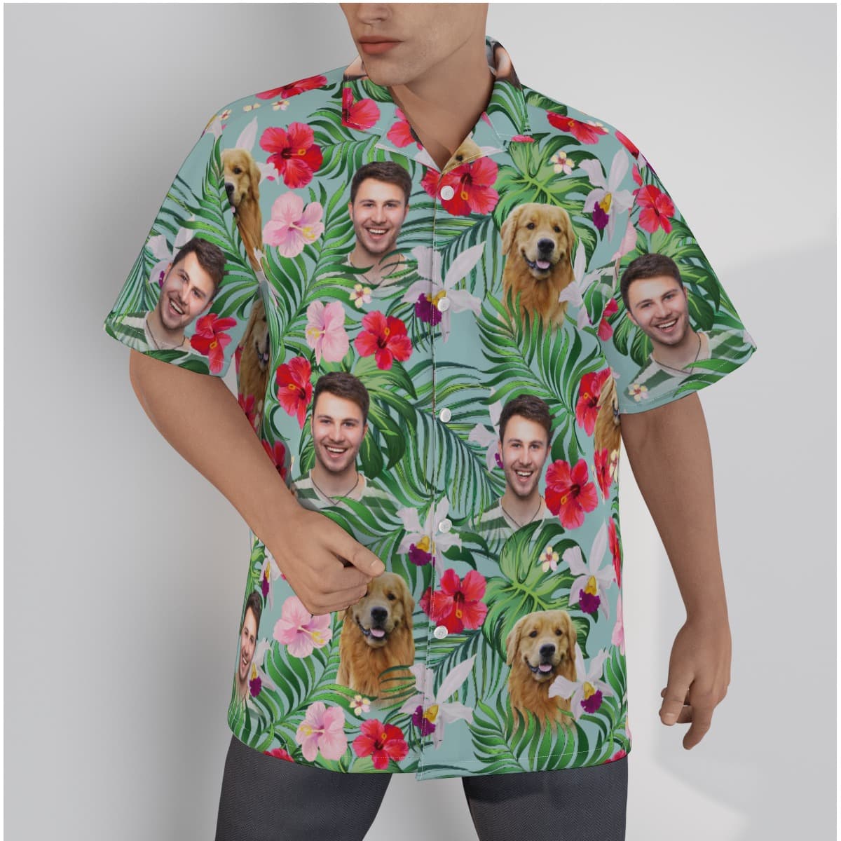 Hibiscus Men’s Hawaiian Shirt With Custom 2 Faces (3)