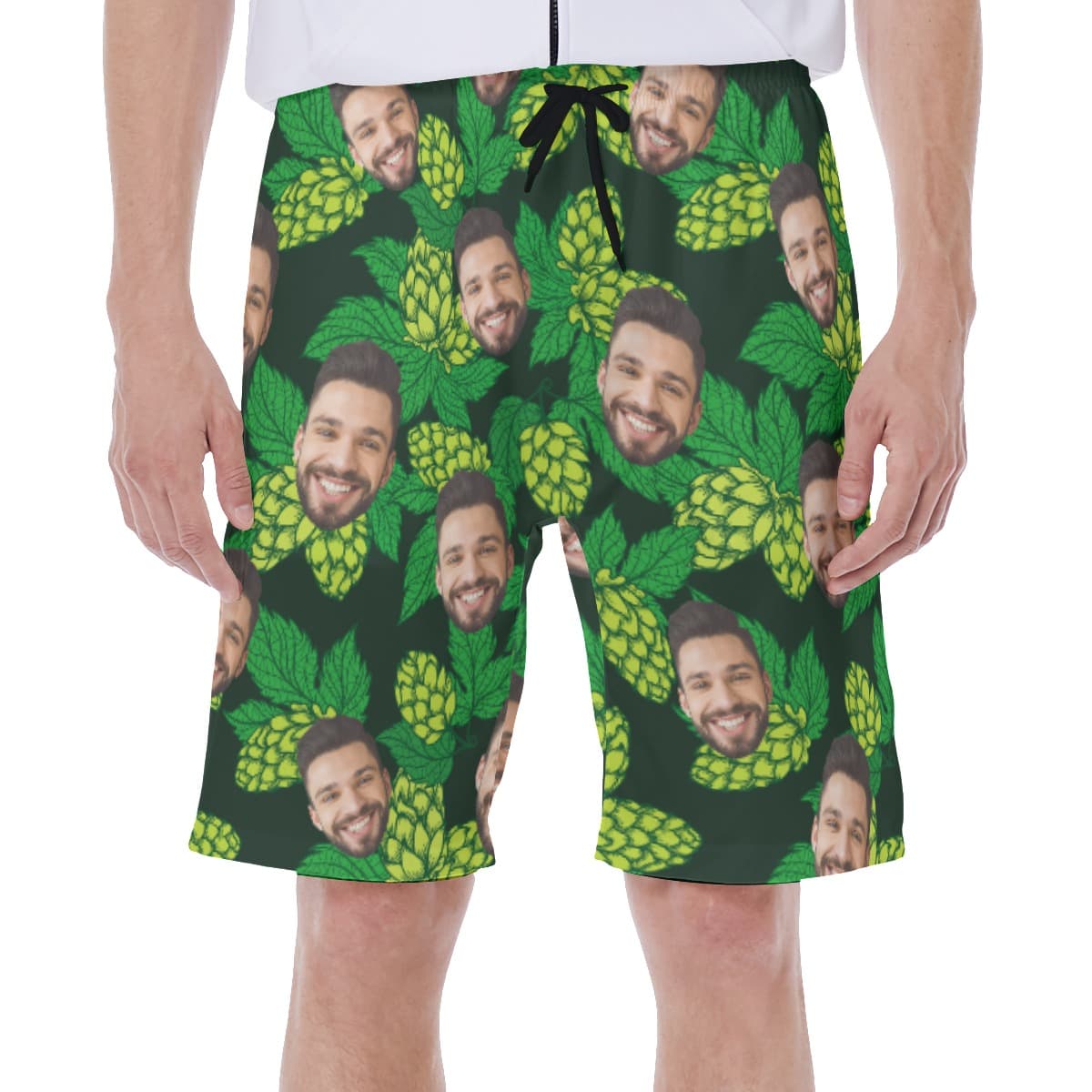 Hops Flower Men's Swim Trunks With Custom Face (1)