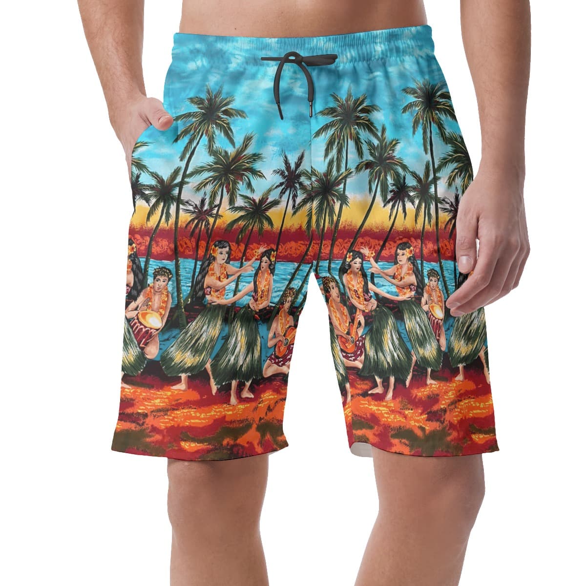 Hula Girls On Beach Aloha Summer Shorts For Men