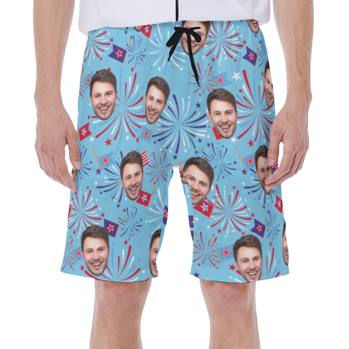 Independence Day Custom Face Men's Hawaiian Shorts (1)
