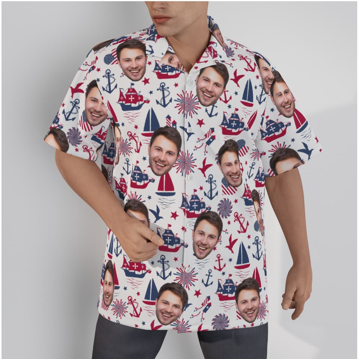 Independence Day Hawaiian Shirt With Custom Face (1)