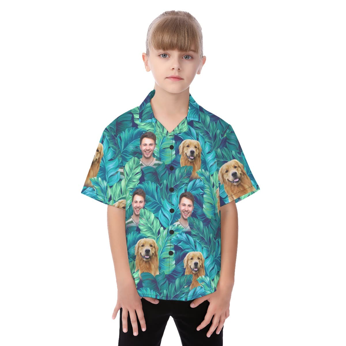 Kid’s Your Face And Pet Custom Hawaiian Shirt (1)