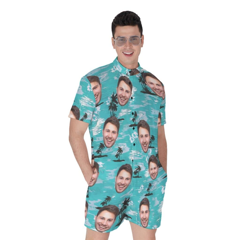 Light Blue Beach Custom Face Romper For Men (1)