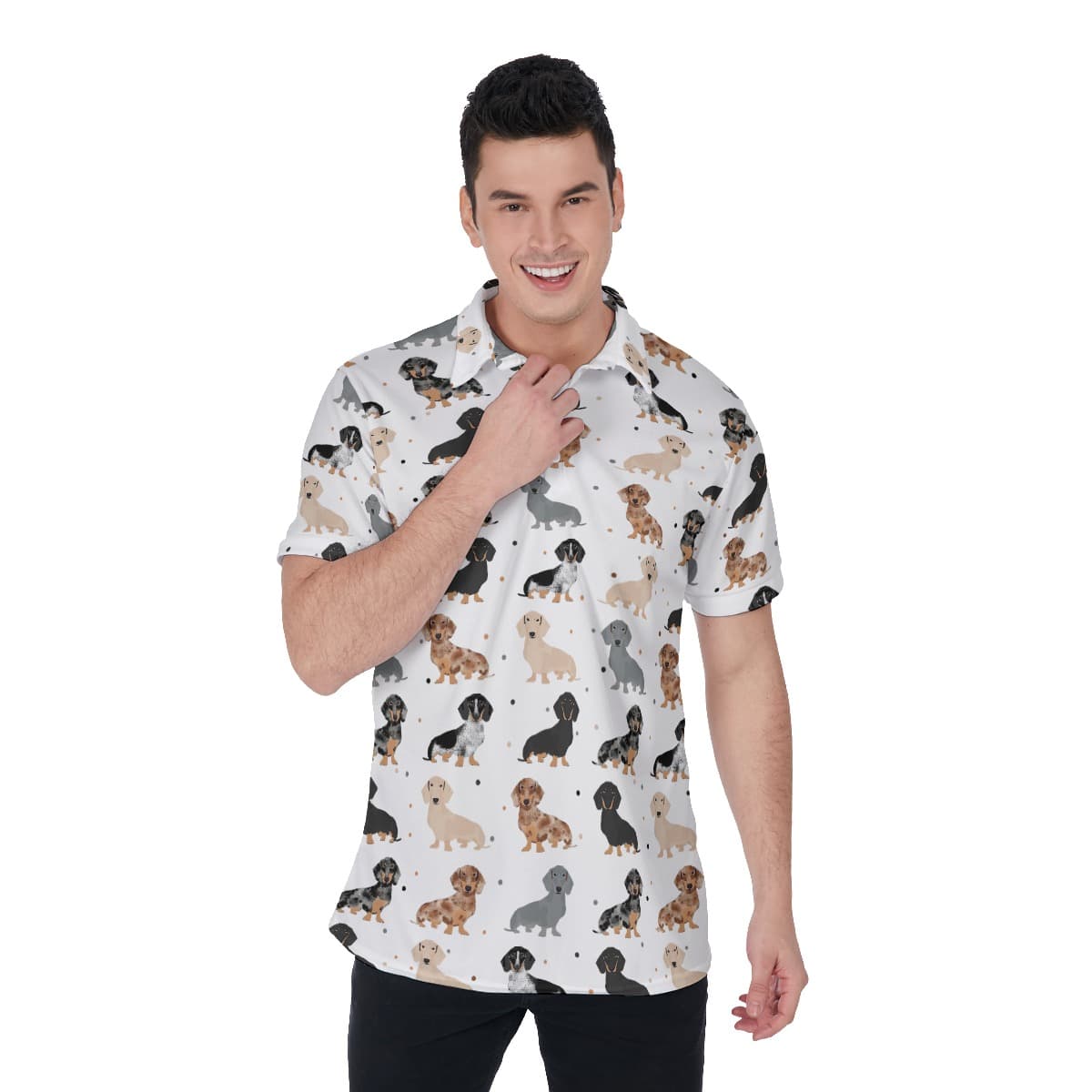 Lovely Dachshund Hawaiian Polo Shirt For Men (1)