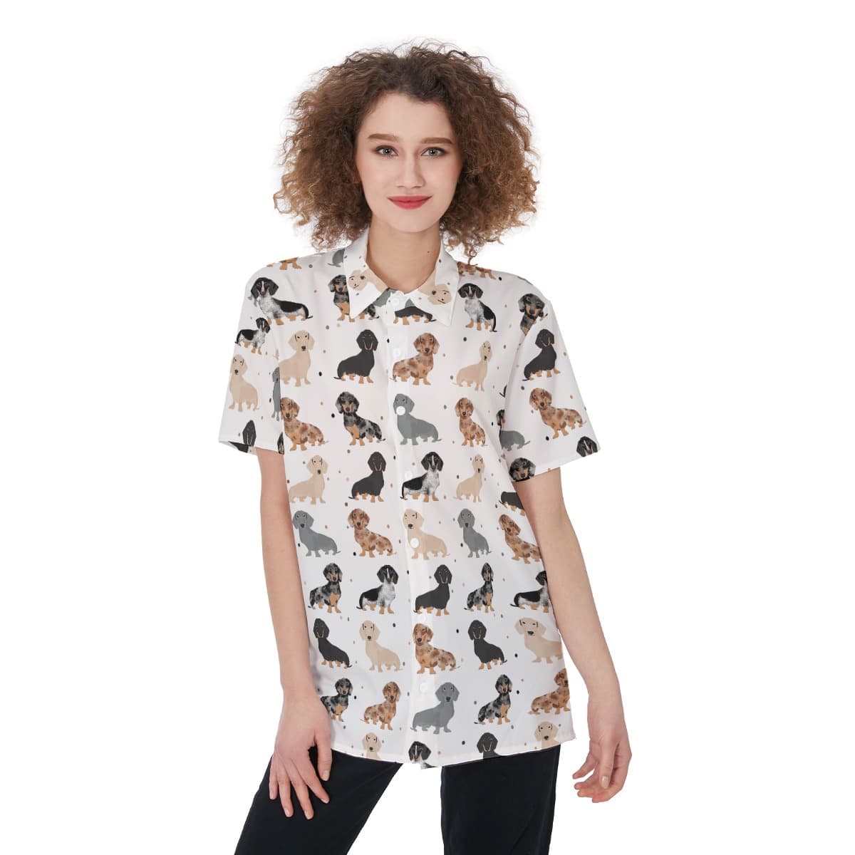 Lovely Dachshund Hawaiian Shirt For Women (1)