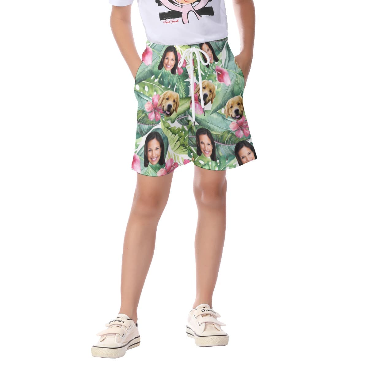 Lovely Dog And Face Custom Hawaiian Shorts For Kids (1)